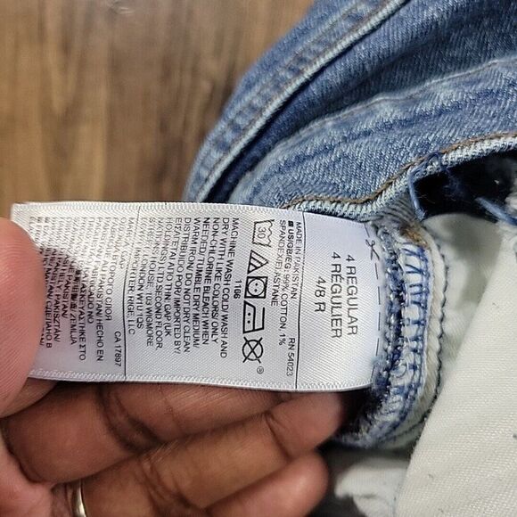 Gap Jeans Womens 27R Best Girlfriend Distressed Denim Medium Dark Wash - Picture 4 of 8